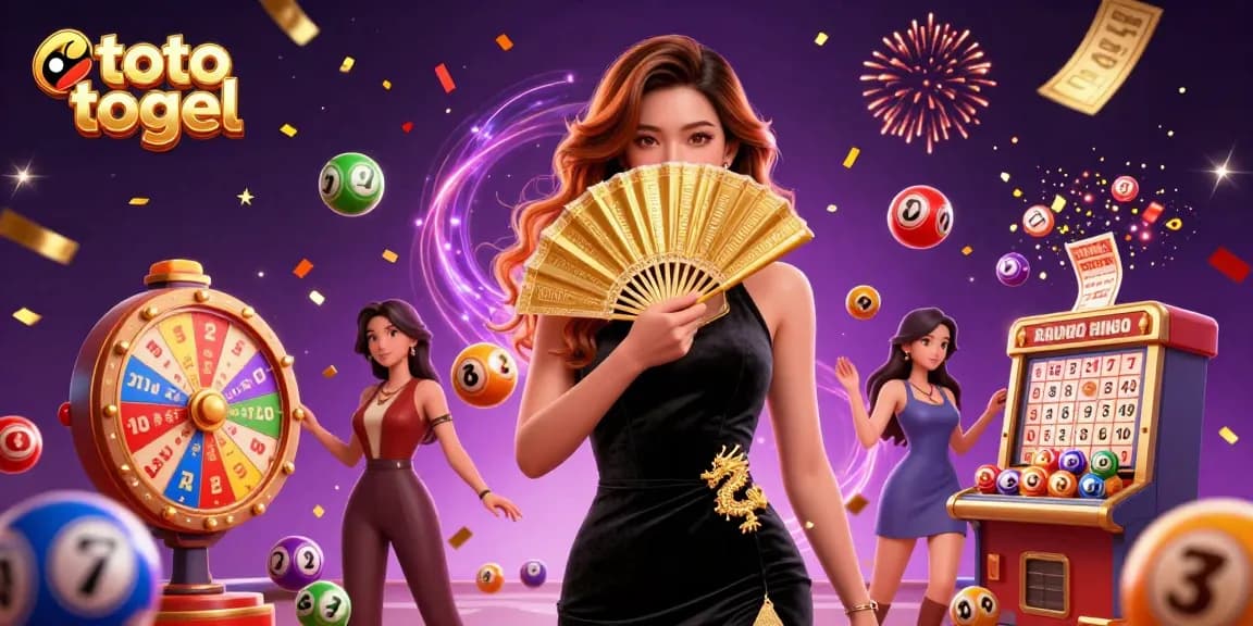 Rasakan pengalaman bermain yang menarik dengan toto togel saat bola lotere berwarna-warni menari di sekitar seorang wanita Asia yang mempesona dalam suasana kasino yang elegan.