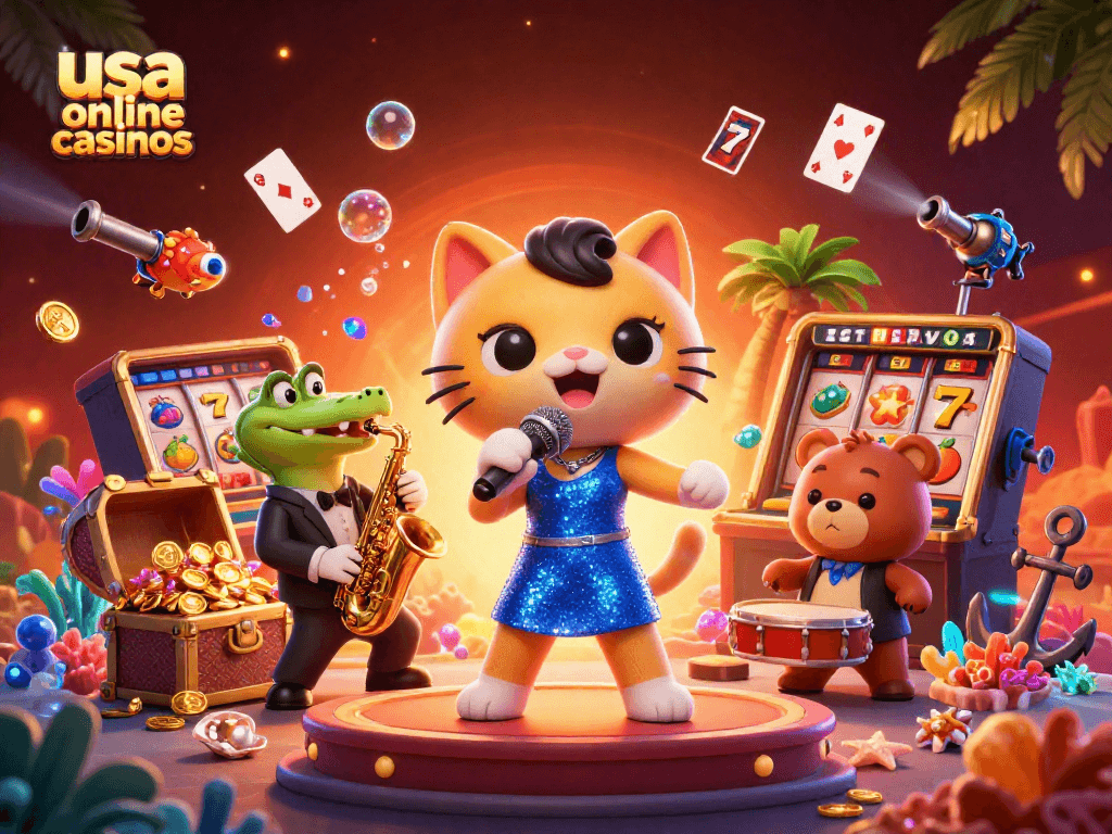 Experience the thrill of winning at usa online casinos with vibrant visual elements and engaging characters.