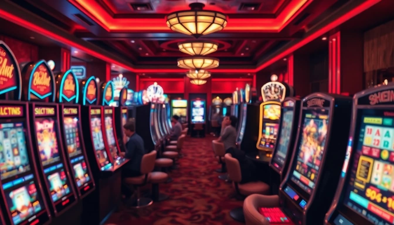 Mainkan aplikasi slot di lingkungan kasino yang menarik dan glamor.