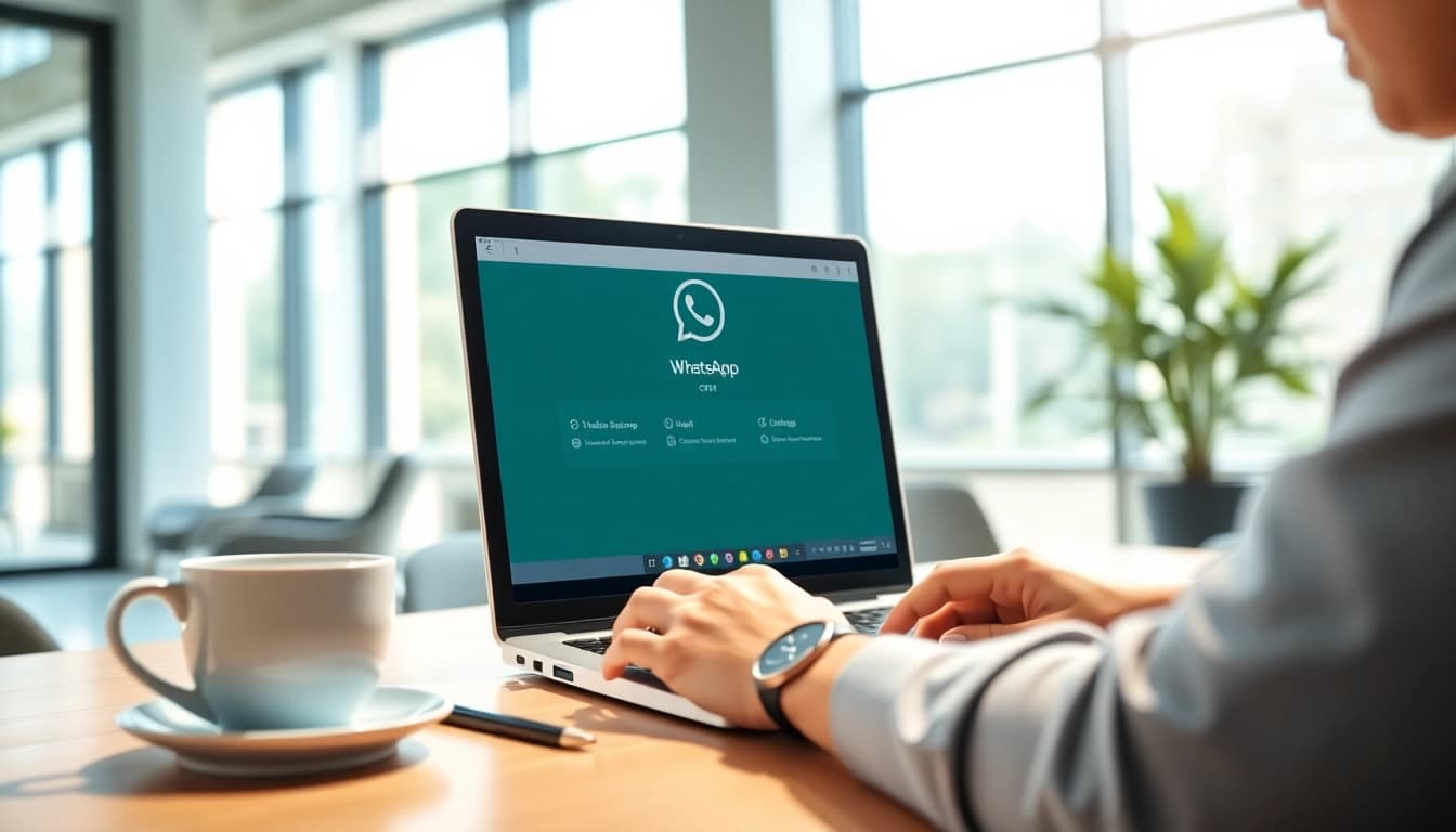 Boost customer engagement with WhatsApp Business CRM in a modern office setting.