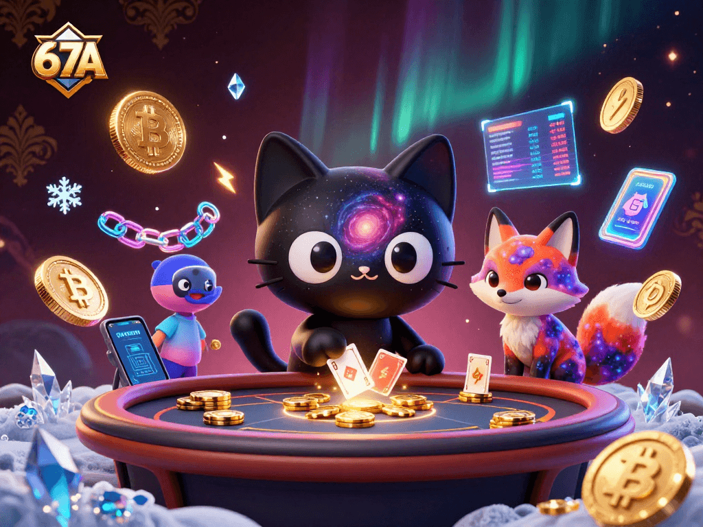 Atraia jackpots e bônus com 67A no cassino cósmico, com gatos e moedas digitais!
