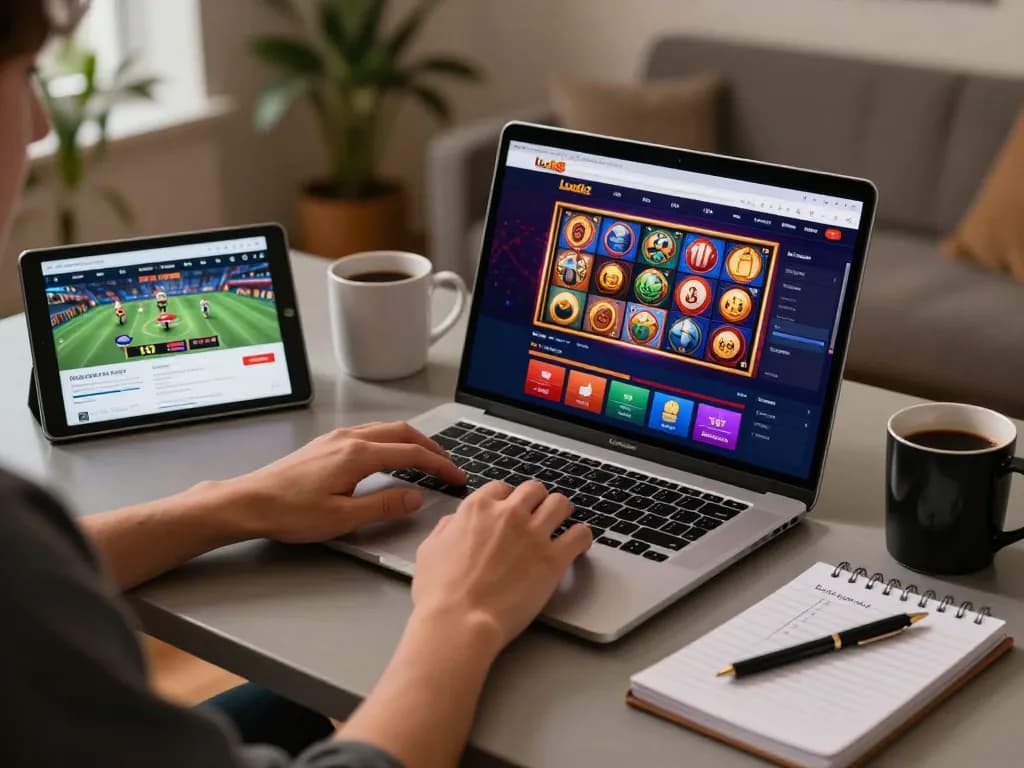 Cảnh hấp dẫn với ứng dụng Luck8 trên laptop, làm nổi bật trải nghiệm casino trực tuyến.