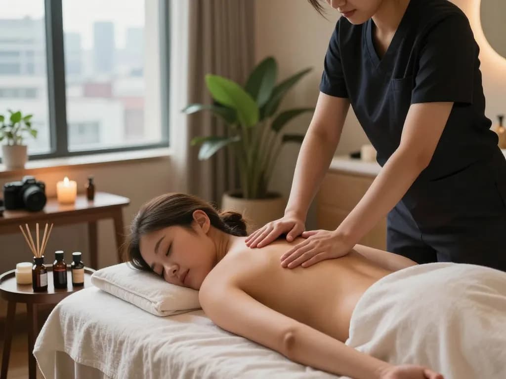 Experience the calming atmosphere of 관악스웨디시 spa with a Swedish massage session in a contemporary setting.