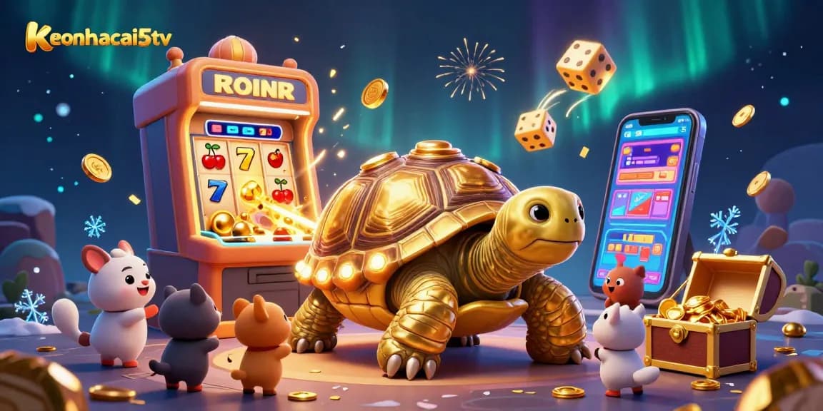 Engage in vibrant gameplay with keonhacai5tv at a dynamic gambling scene bursting with fun.