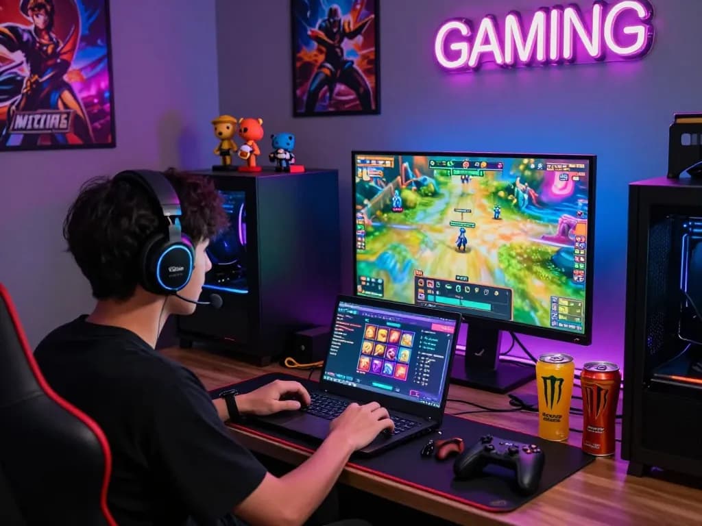 situs slot gacor pemain terlibat dalam sesi permainan dengan lingkungan LED berwarna-warni