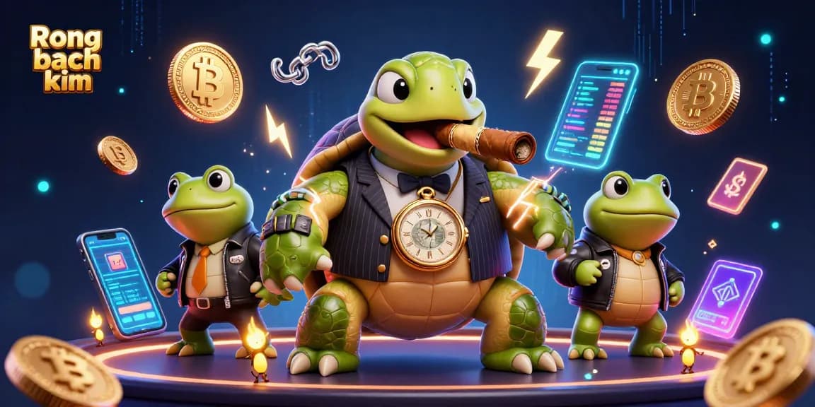 Engage in vibrant Rong bach kim casino action with cartoon turtle and bullfrog in a neon-lit scene.