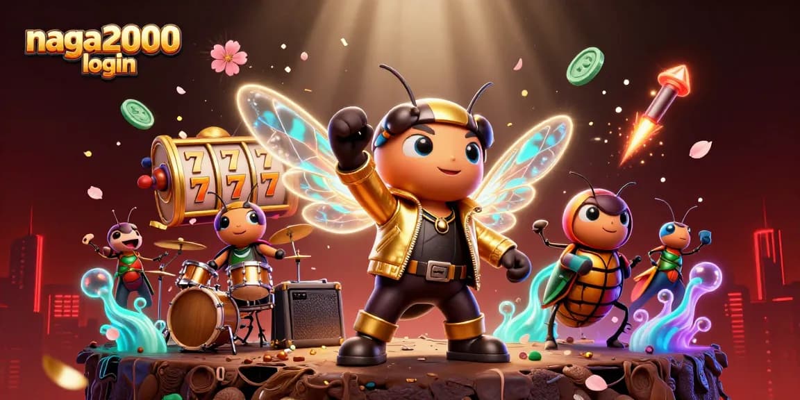 Permainan slot di NAGA2000 login menampilkan cicada rock star unggul dengan latar belakang cerah.