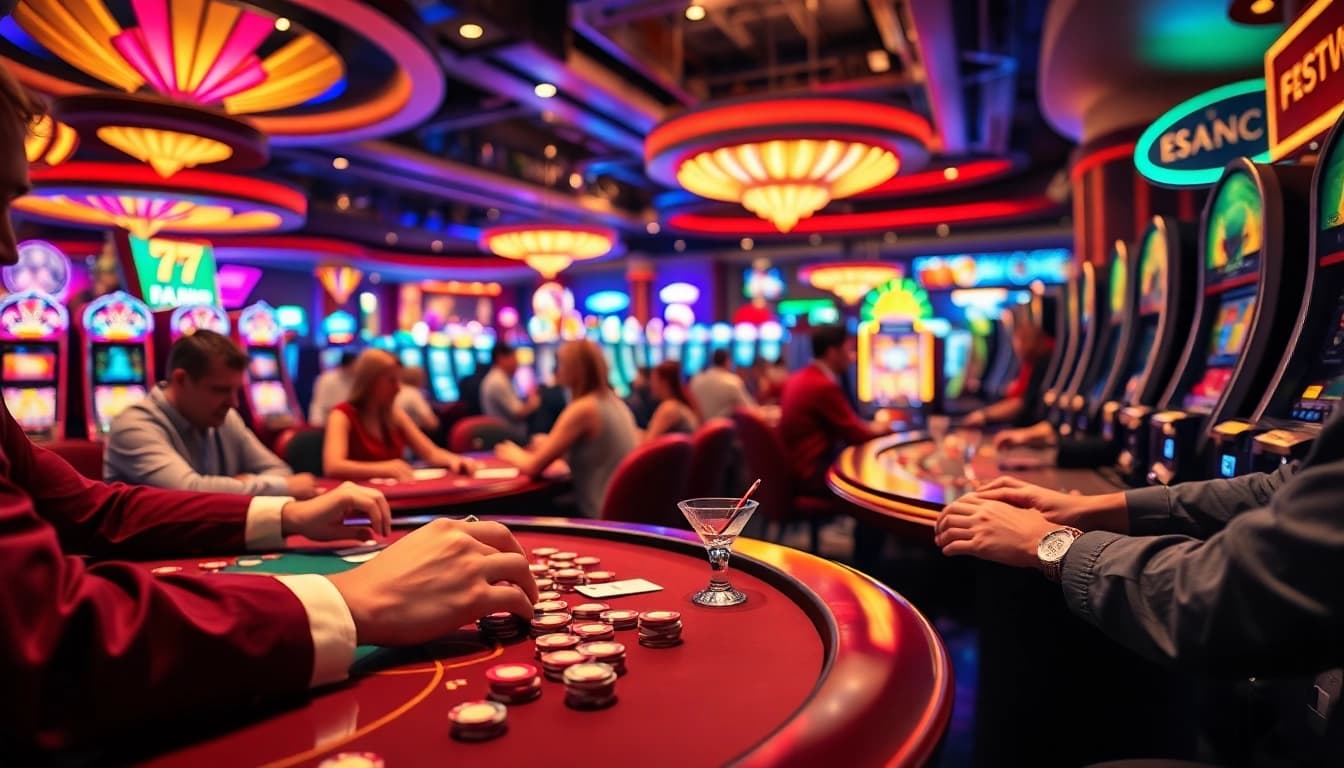 Main event at MABAR88 Pulsa: Playing casino games amidst vibrant atmosphere with players engaged.