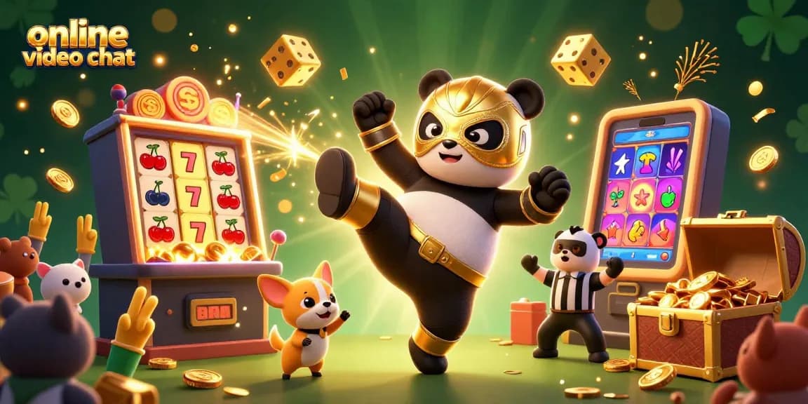 Engage in exciting online video chat experiences with vibrant scenes of animated characters and casino elements.