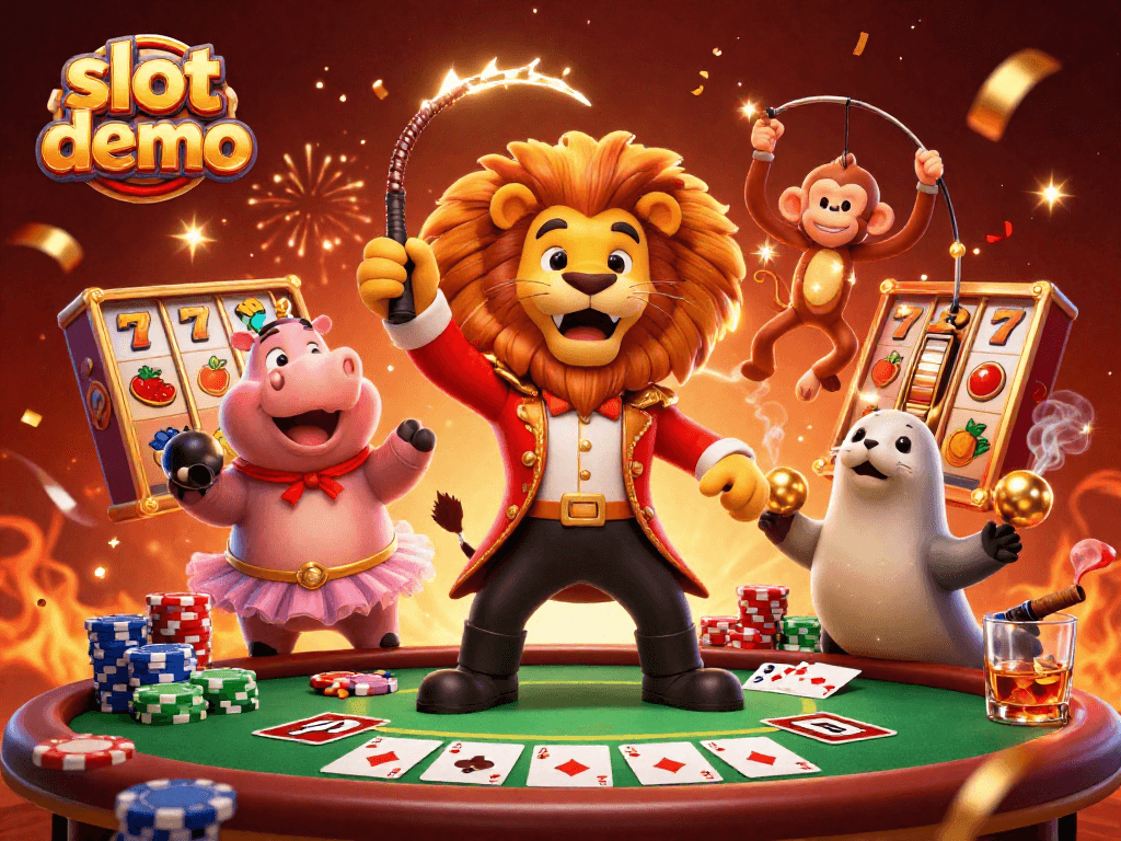 Permainan slot demo dengan karakter lucu beraksi di kasino, memperlihatkan berbagai simbol dan elemen slot yang menggembirakan.