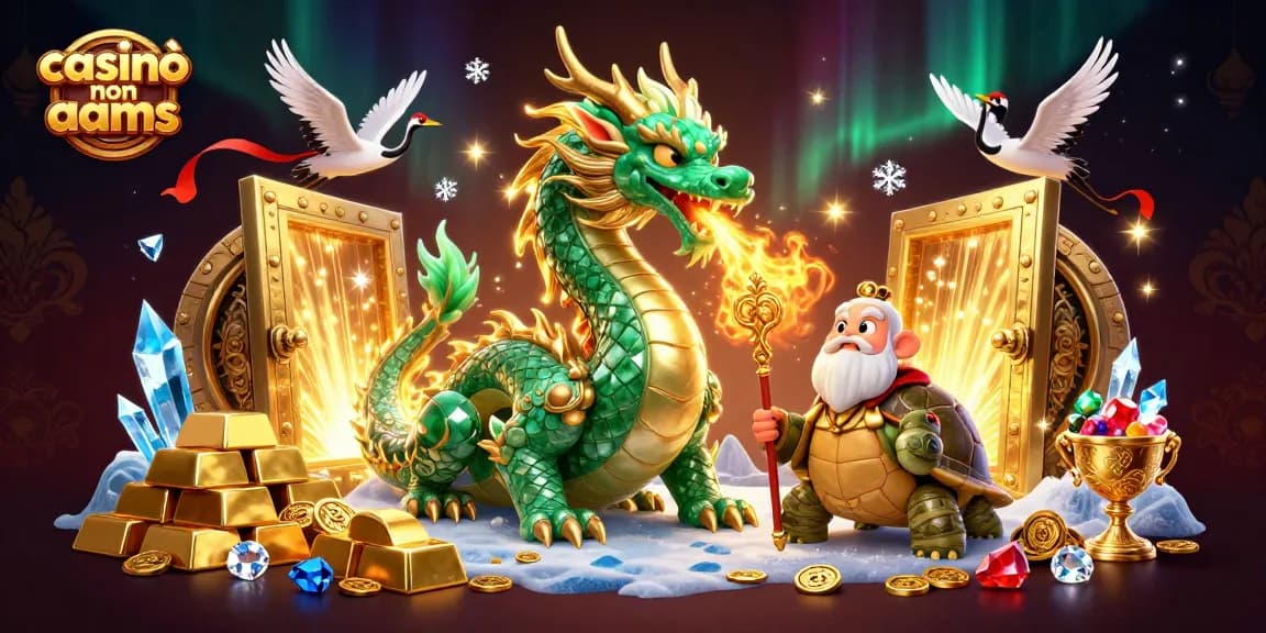 Vivi l'emozione con casinò non aams mentre un drago luminoso e gru fortunate accendono la scena.
