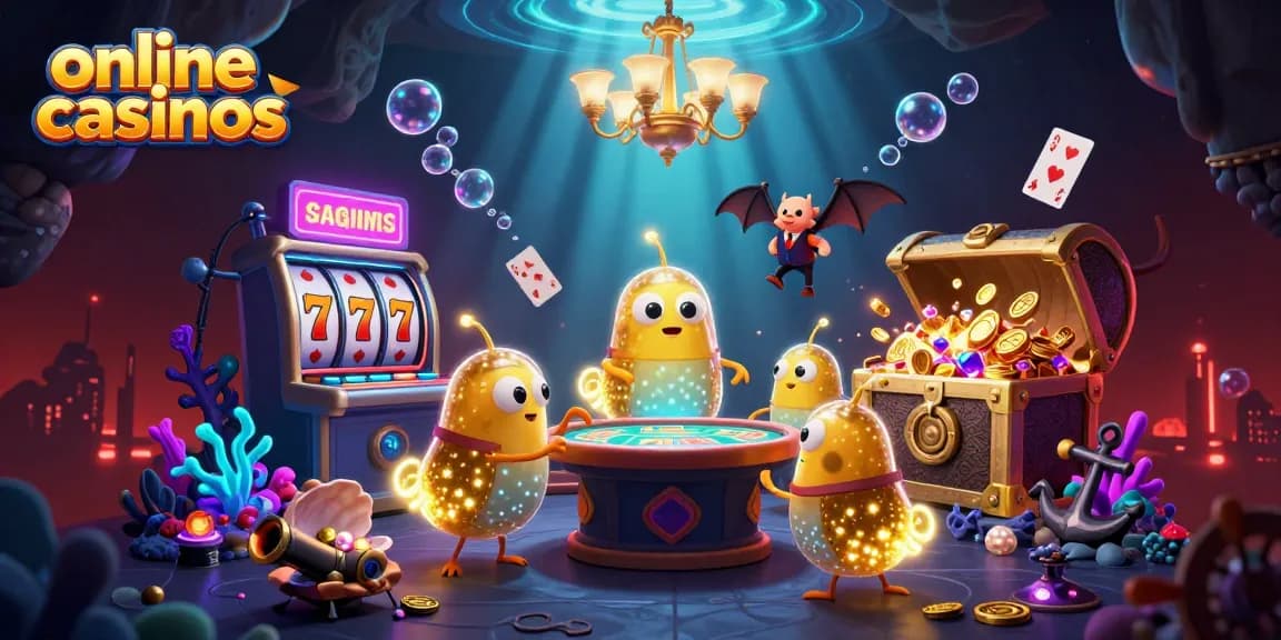 Experience online casinos in a vibrant glowworm cave with dynamic gaming elements.
