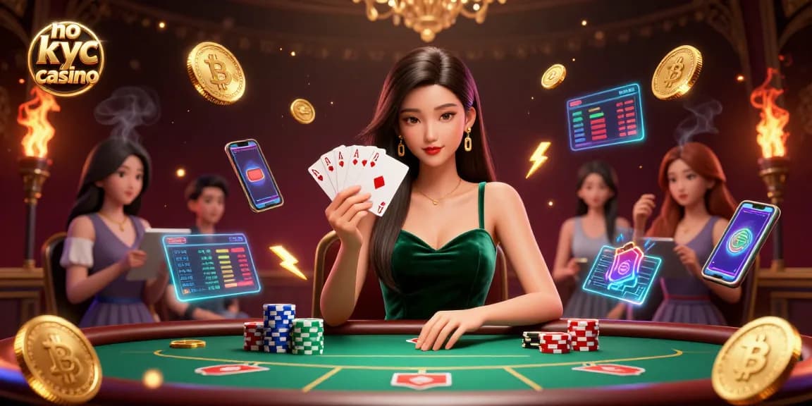 Impegnati in emozionanti partite di casinò no KYC con dinamiche scene di poker che presentano elementi di criptovaluta.