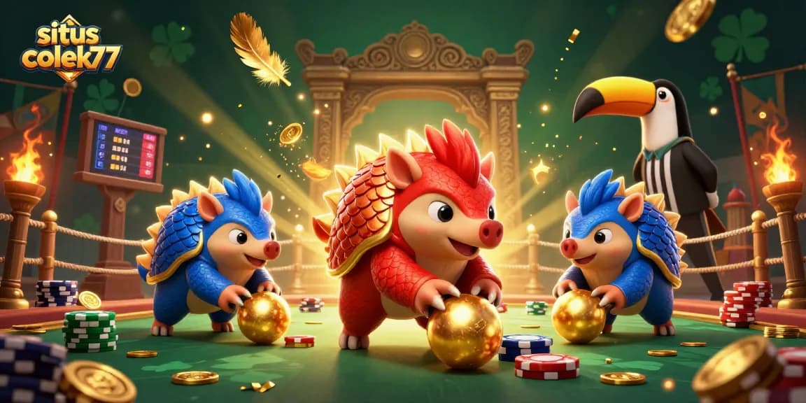 Engage in thrilling gameplay at situs colek77 with dynamic rival pangolins and vibrant casino elements.