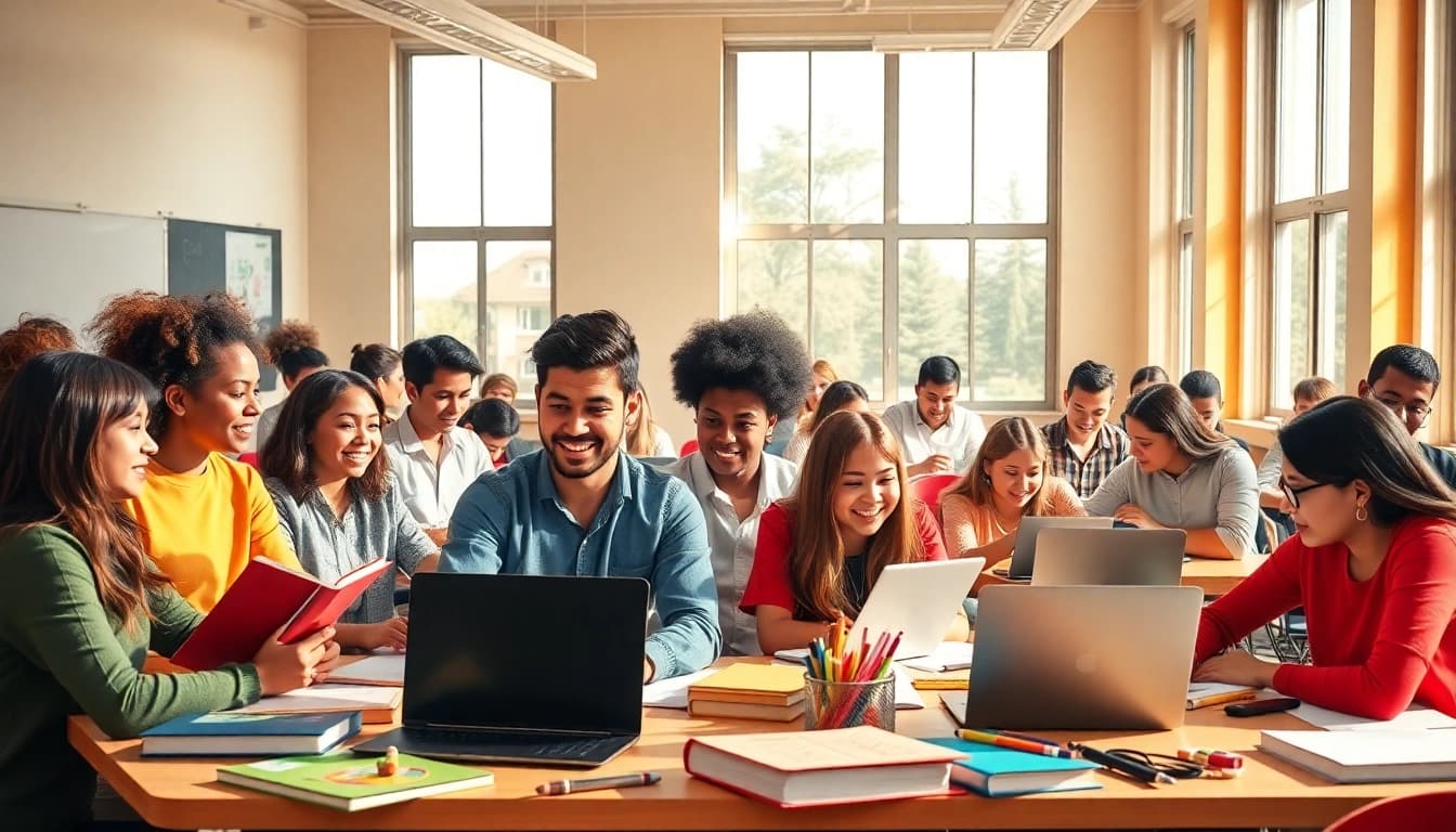 Students engaged in Education activities in a vibrant classroom setting promoting collaboration and creativity.