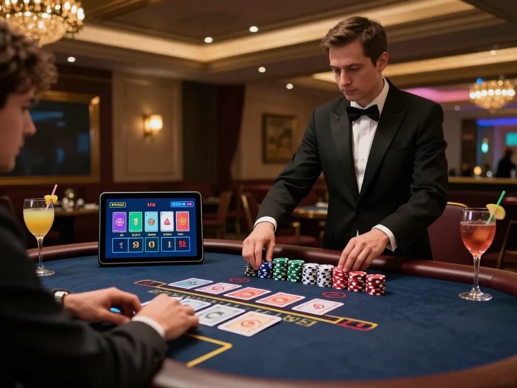 Engaging player at 788bet's live dealer blackjack game, showcasing strategy and luxury atmosphere.