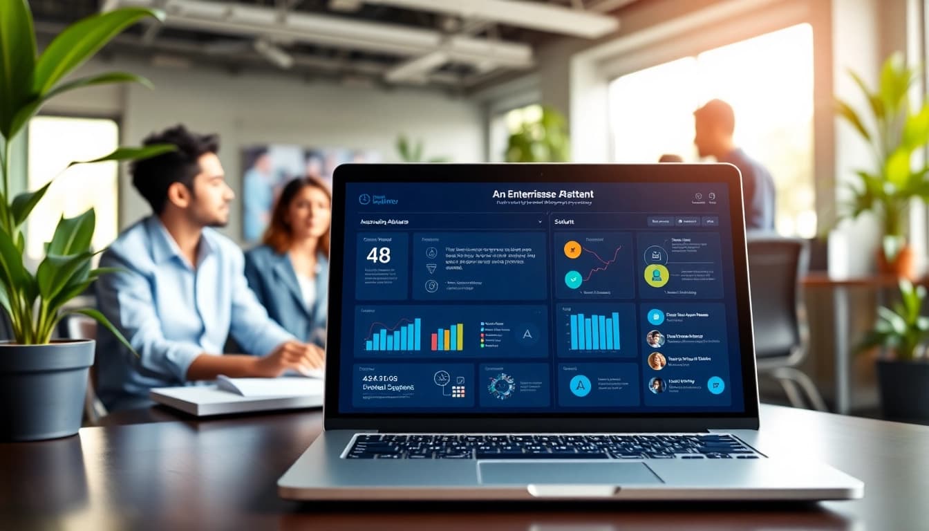Engaging interface of an enterprise assistant platform facilitating collaboration among teams.