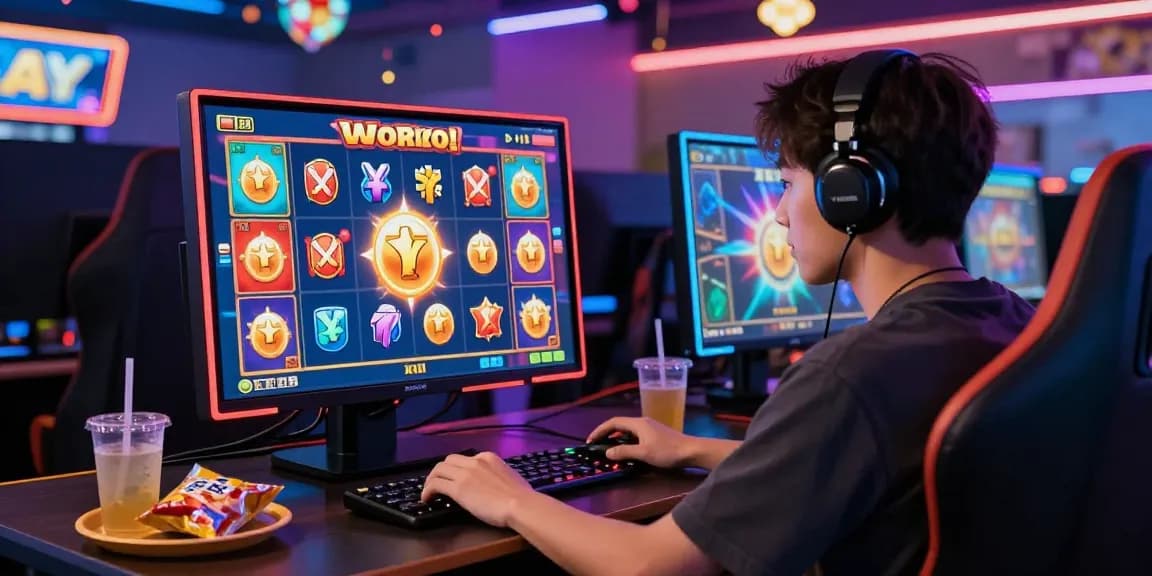 Exciting gameplay scene featuring slot depo 5k experience on mobile device in vibrant online gaming setup.