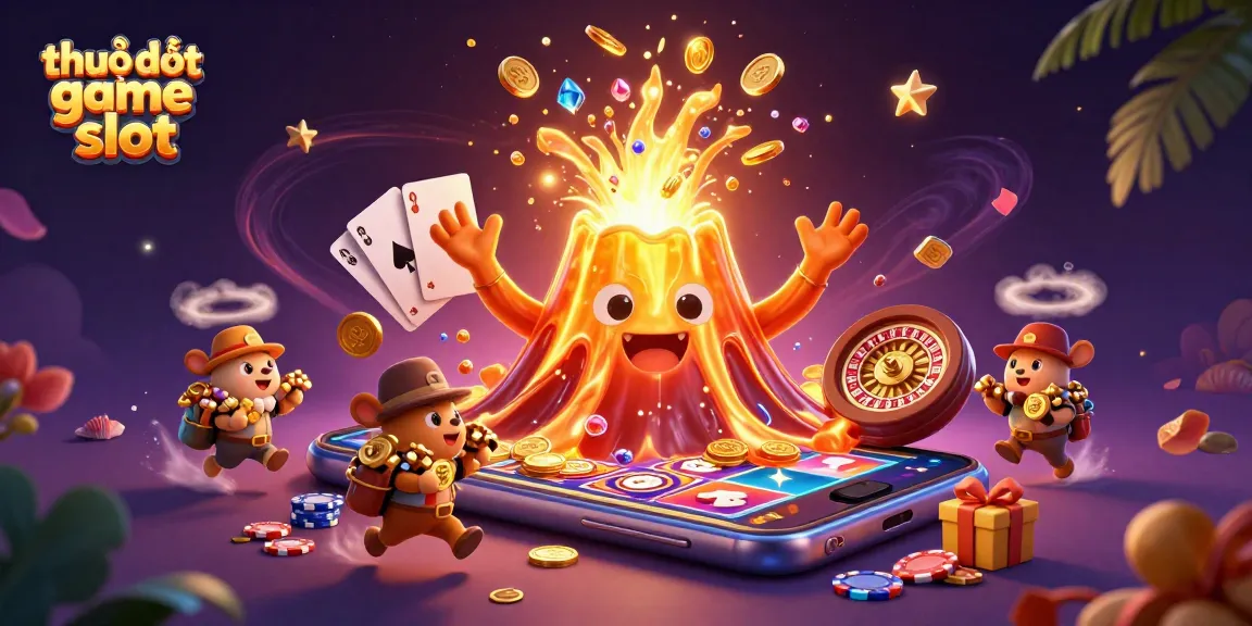 Experience the excitement of thuật toán game slot with a vibrant, dynamic casino scene filled with treasures and slot games.