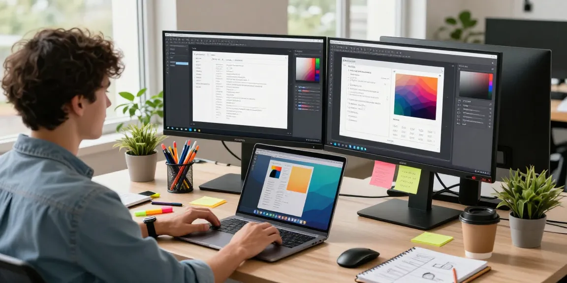 Intuitive screenshot tool download interface on dual monitors in a modern workspace, showcasing effective tools for professionals.