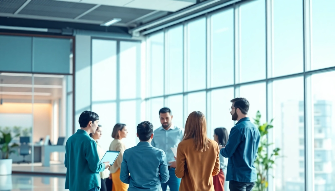 Visualize the enterprise assistant platform enhancing teamwork in a modern office.