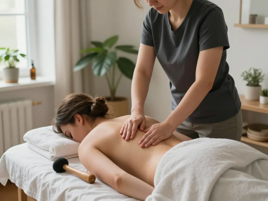 안정적인 가정 환경에서의 이완과 웰빙을 강조한 러시아 마사지 장면 - www.russiamobilemassage.com
