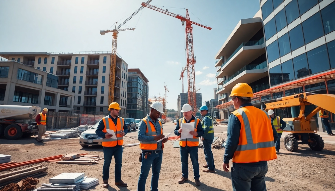 Engaging scene depicting Carolina construction news with professionals collaborating on-site.