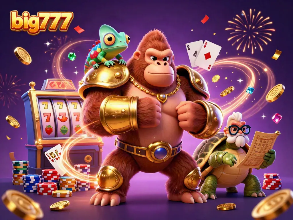 Experience the excitement of big777 with vibrant slot elements and dynamic 3D characters.