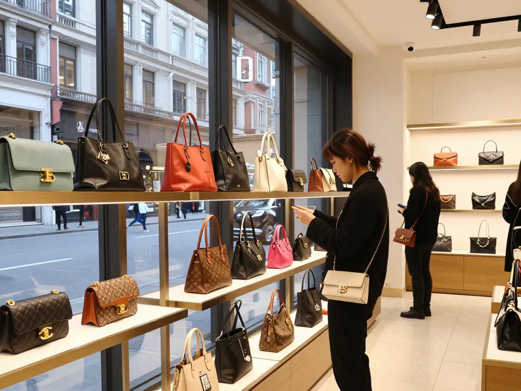 Browse high-quality 레플리카 사이트 handbags in a stylish urban boutique showcasing luxury replicas.
