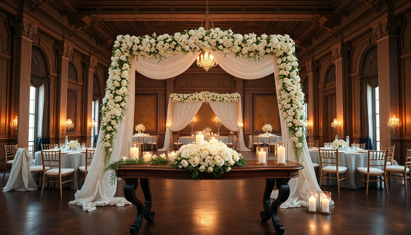 Experience the charm of the Wedding Event Space Jacksonville with elegant decorations and warm lighting.