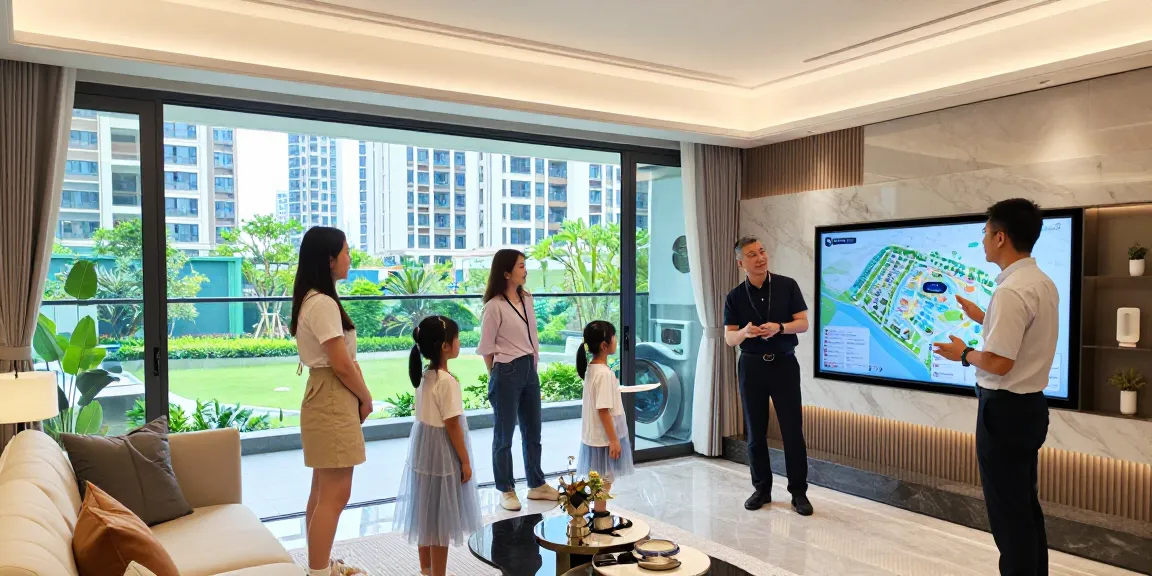 Tanjong Rhu Residences showflat tour with a family appreciating modern interiors and amenities.