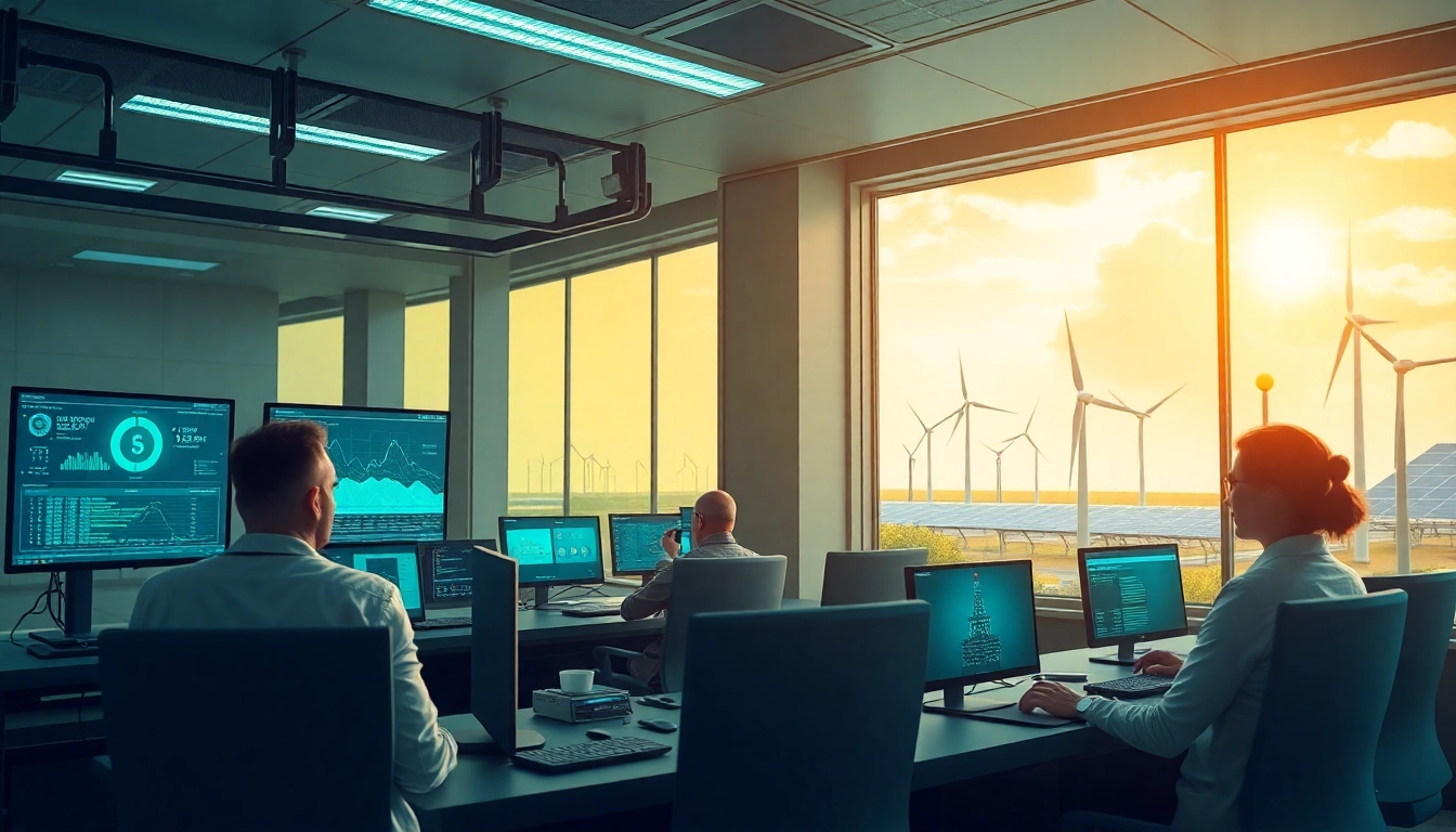 AI-driven dogecoin cloud mining facility showcasing advanced technology and renewable energy.