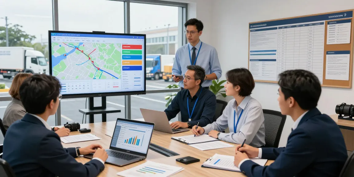 Speditionen Dortmund - Effizientes Team im Logistikbüro analysiert internationale Transporte