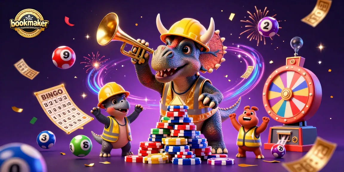 Le bookmaker hors ARJEL acceptant les Français célèbre avec un triceratops construisant une pyramide de jetons de poker.