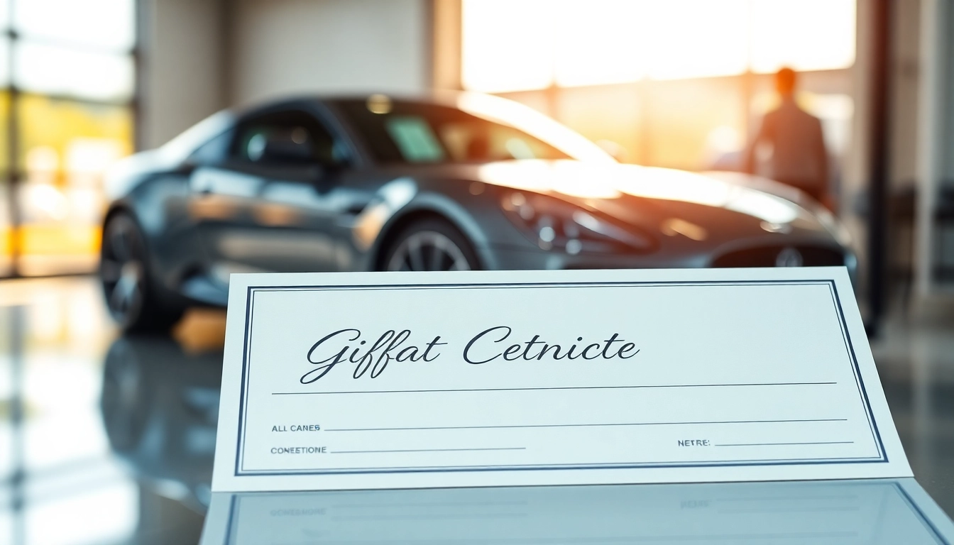 Gift certificate for car detailing prominently displayed, showcasing premium quality service.