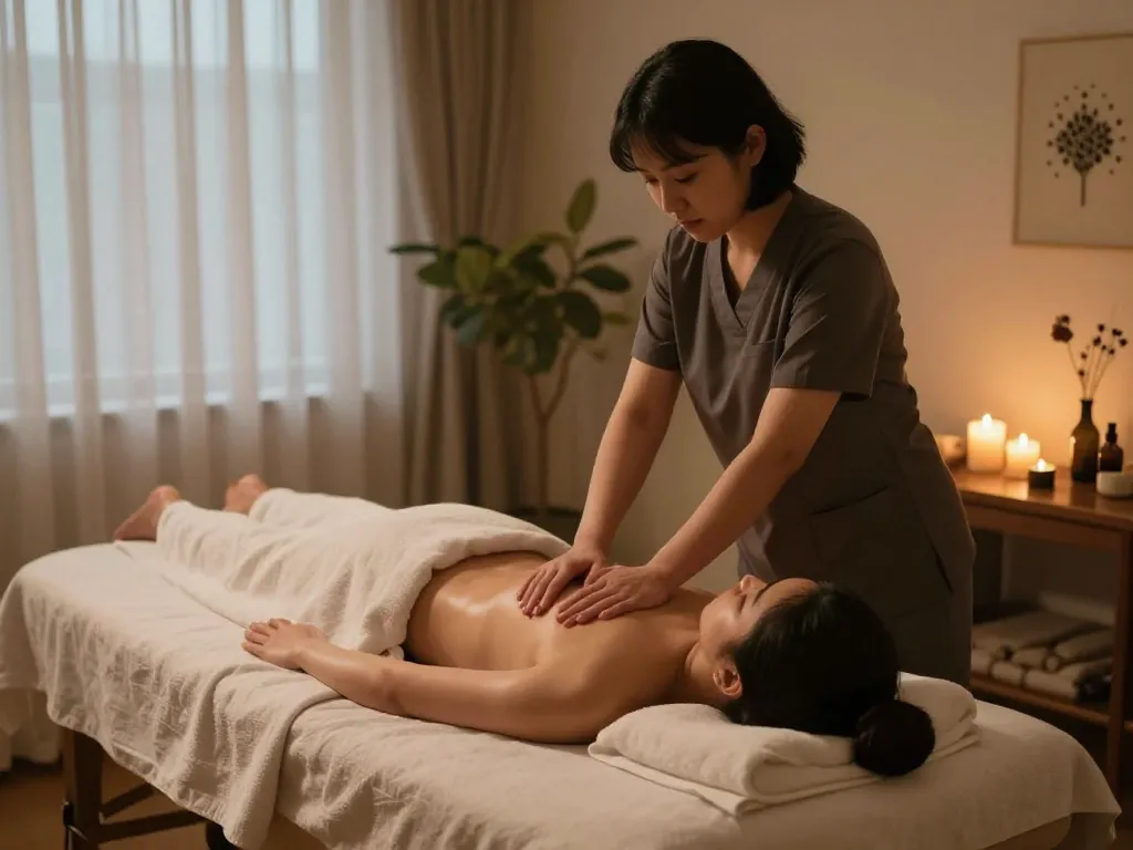 편안한 요소들이 조화를 이루며 차분한 분위기를 만드는 고요한 스파 환경에서의 Relaxing 논현동마사지 경험.