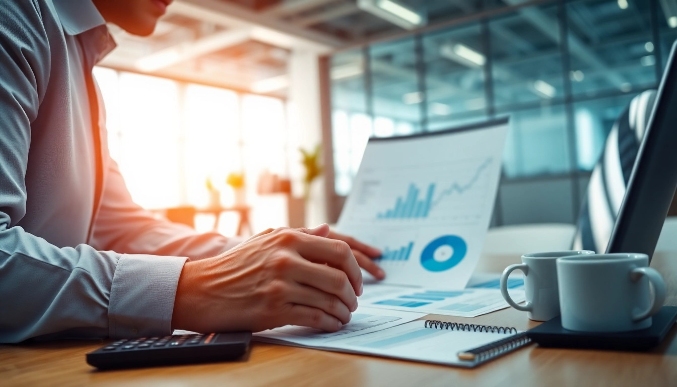 Engaging Bid-No-Bid Analysis visual with a business consultant assessing charts.