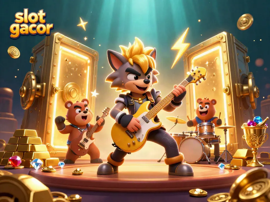 Menangkan permainan slot gacor dengan karakter menarik di ilustrasi kasino 3D penuh warna.