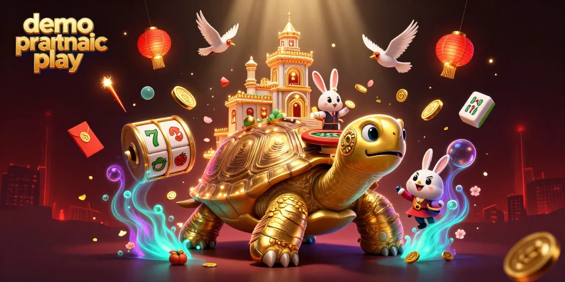 Experience demo pragmatic play with vibrant slot reels and lively characters in a dynamic casino landscape.