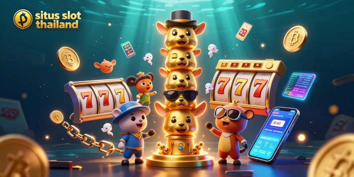 Experience thrilling gameplay with situs slot thailand featuring vibrant slot reels and glowing cryptocurrency elements.