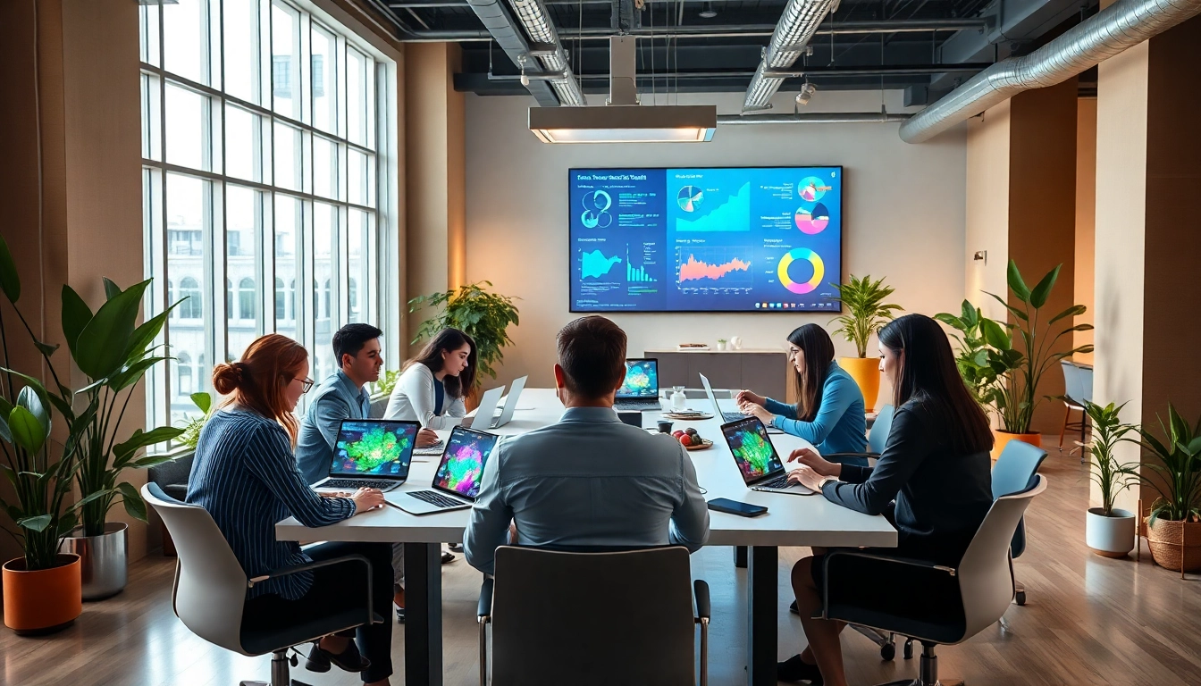 Engaging teams utilizing enterprise assistant platform in a modern office setting.