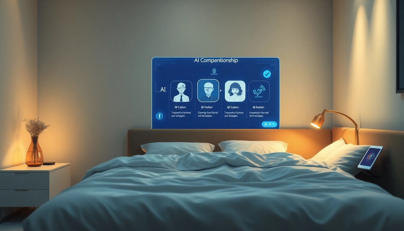 AI-powered companionship displayed in a cozy bedroom setting, illustrating the concept of ai sex.