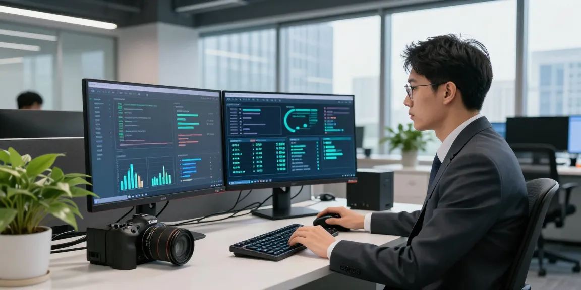 Cybersecurity professional monitoring systems for shs-dome5.com security checks in a modern office.