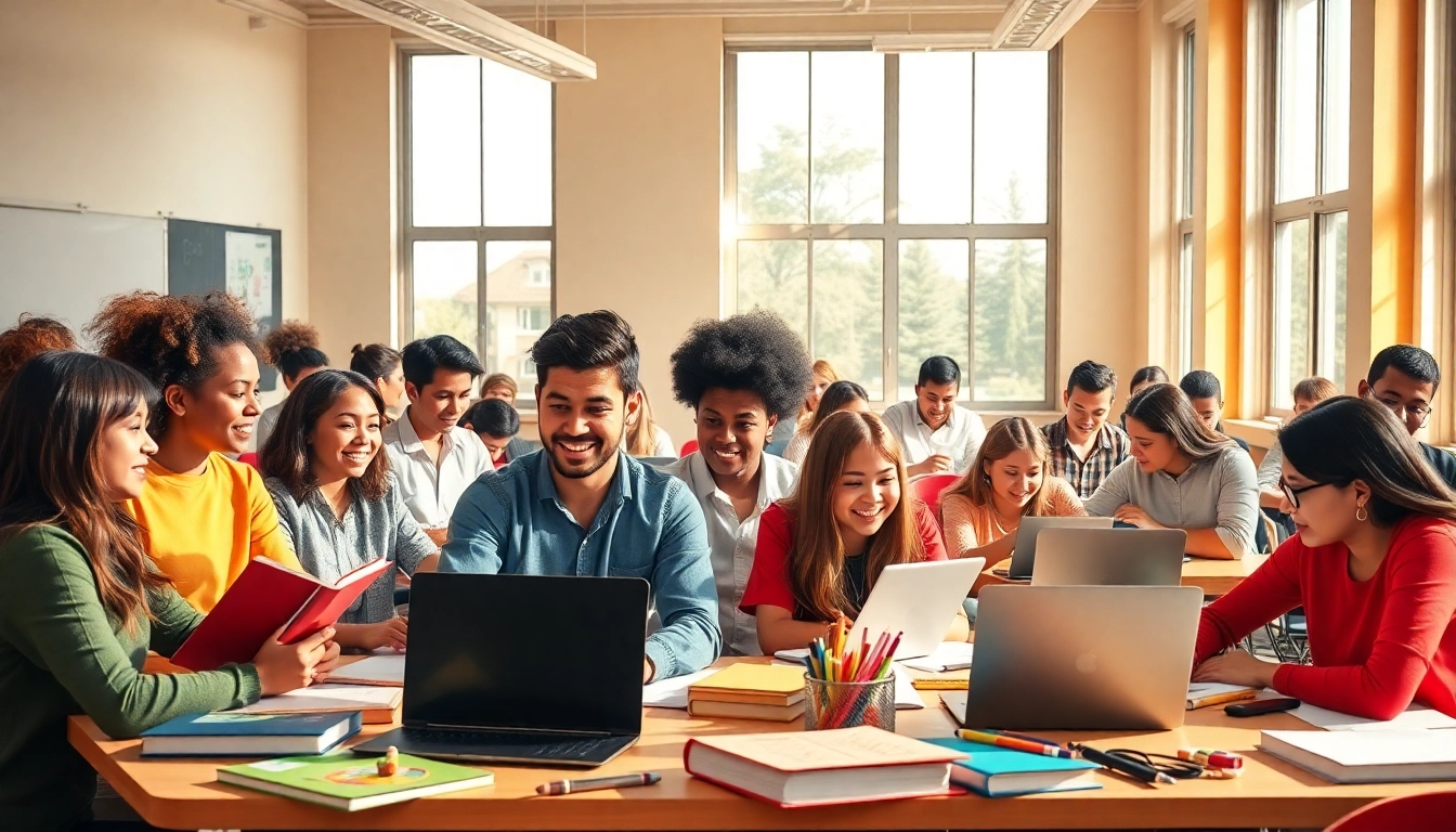 Students engaged in Education activities in a vibrant classroom setting promoting collaboration and creativity.