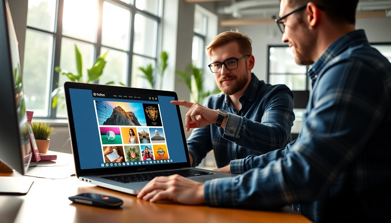 Creating custom web design edmonton with a professional designer in a modern setting.