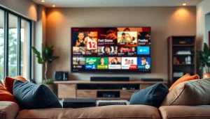 Enjoy iron IPTV services with a sleek setup in a cozy living room.