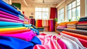 Punta di Roma stofrollen tonen de rijke texturen en kleuren in een stijlvolle showroom.