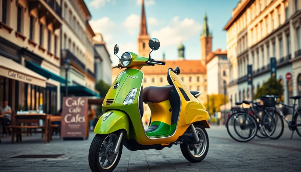 Rollerzentrale München: Verkaufen Sie Ihre Vespa in einer lebhaften städtischen Umgebung.