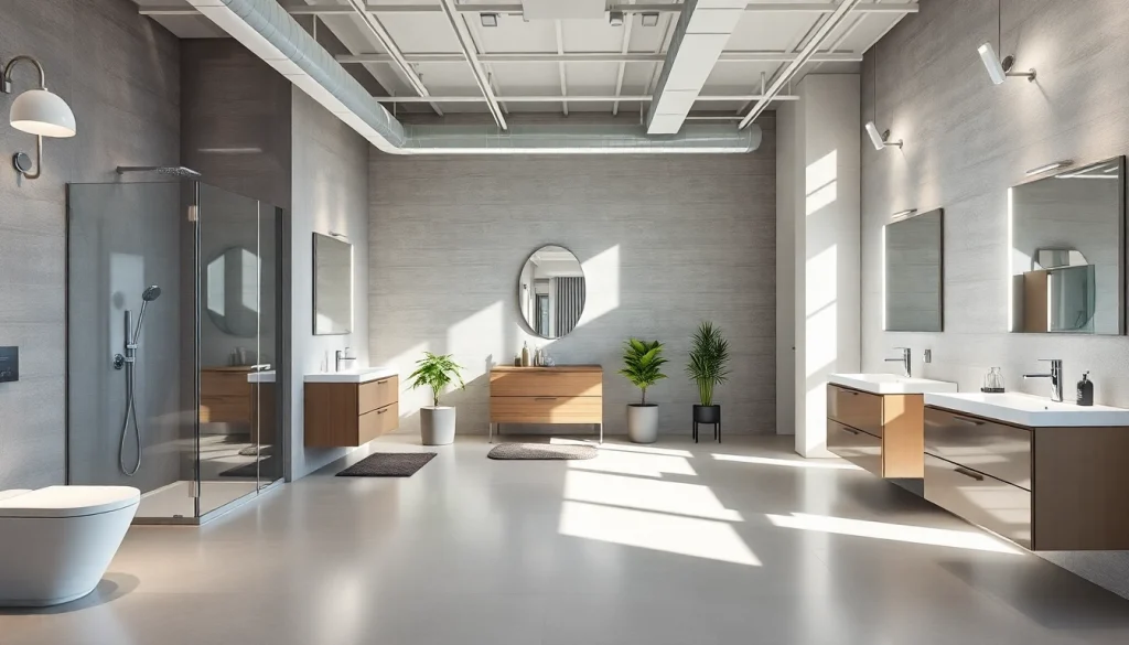 Präsentation der sonni sanitär GmbH Produkte in einem eleganten Badezimmer-Showroom.