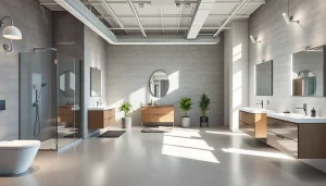 Präsentation der sonni sanitär GmbH Produkte in einem eleganten Badezimmer-Showroom.